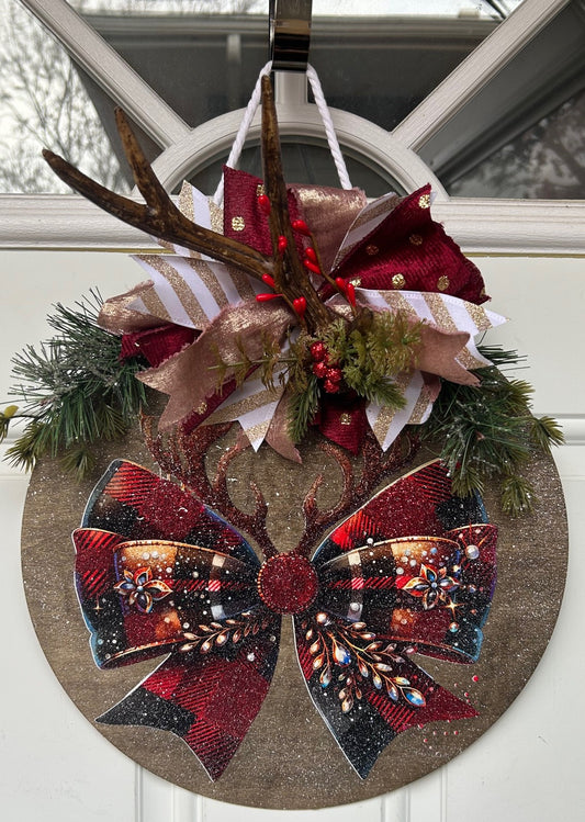 Christmas Bow with Antlers