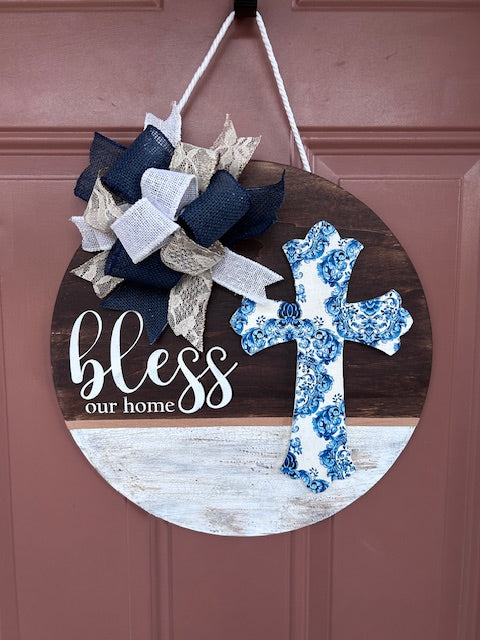 Vintage bless our home cross